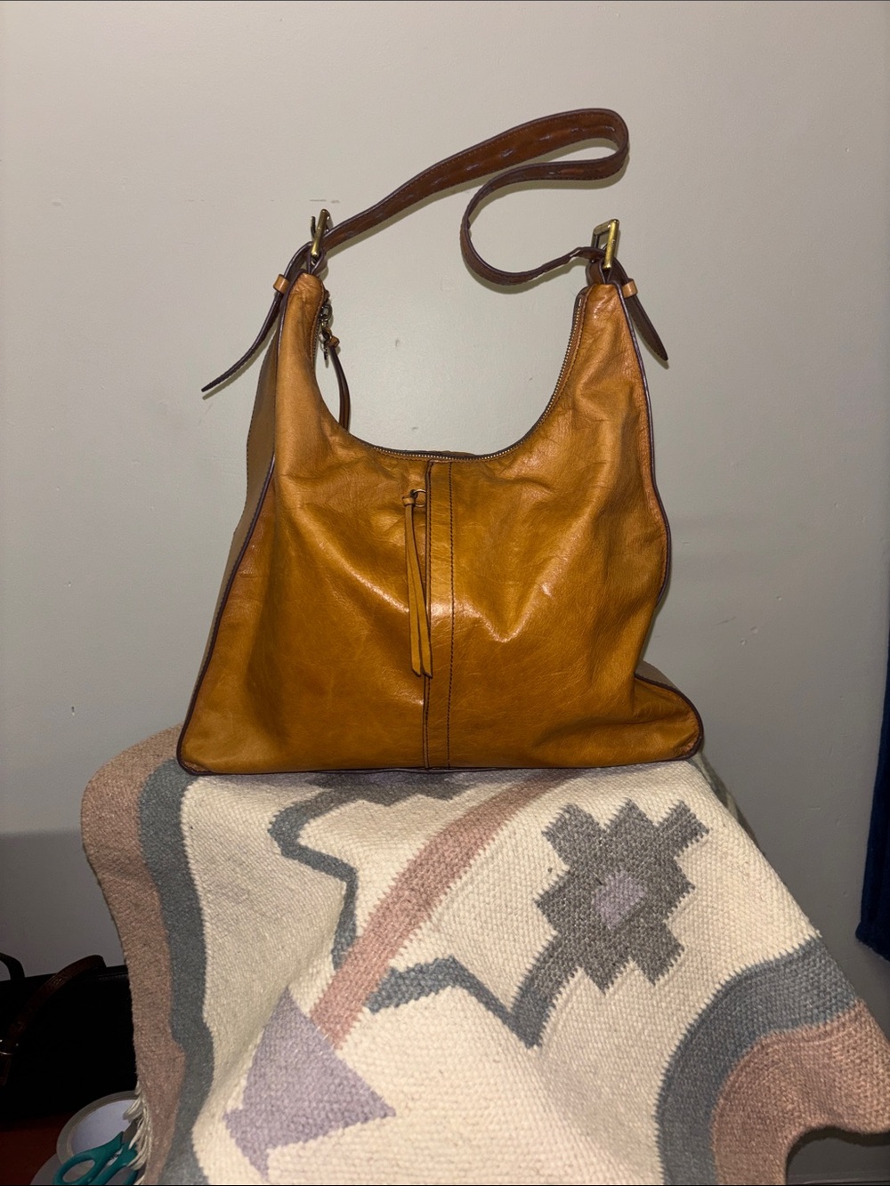 HOBO Mustard Brown Leather Shoulder Bag